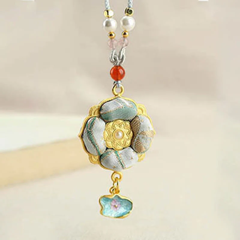 Buddha Stones Collana portafortuna Song Brocade a quadrifoglio - Image 17