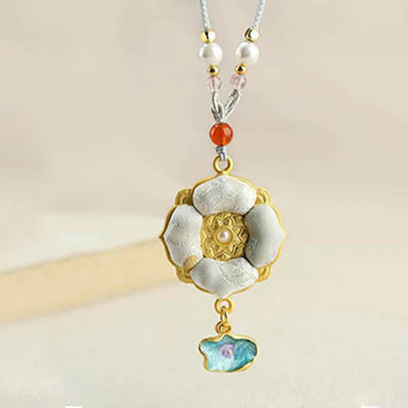 Buddha Stones Collana portafortuna Song Brocade a quadrifoglio - Image 19