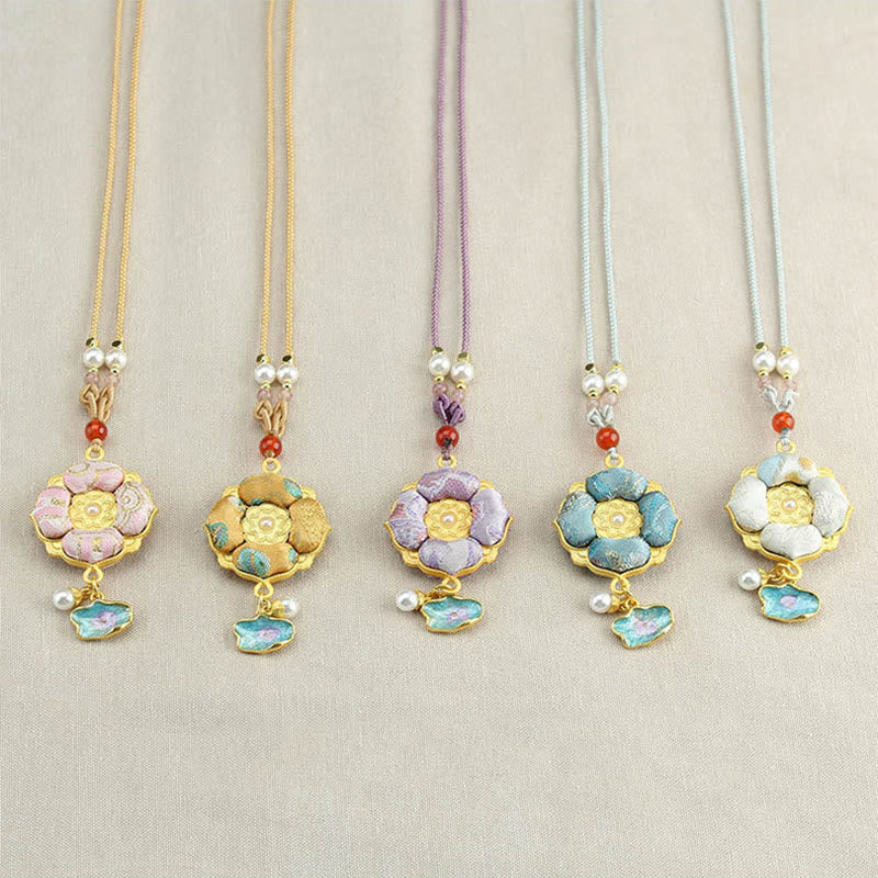 Buddha Stones Collana portafortuna Song Brocade a quadrifoglio - Image 20