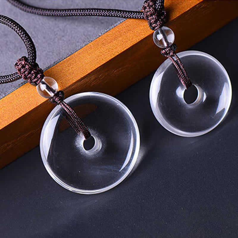 Buddha Stones Collana protettiva con fibbia Peace in quarzo trasparente naturale e cordino di protezione - Image 13