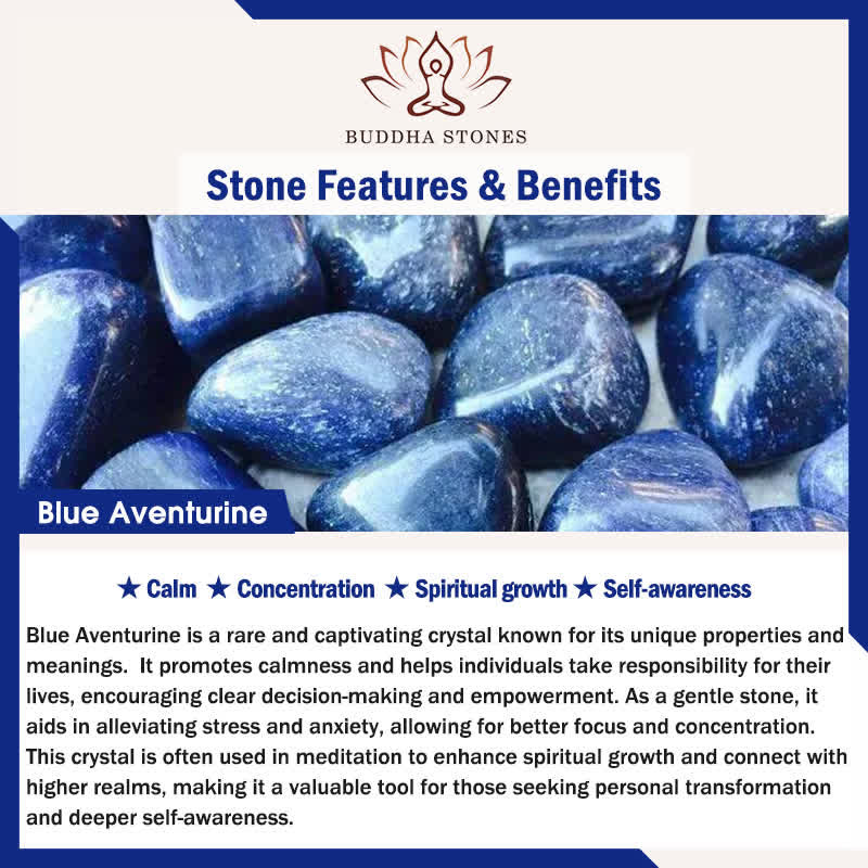 Buddha Stones Collana rilassante con perle di avventurina blu naturale e giada bianca - Image 6