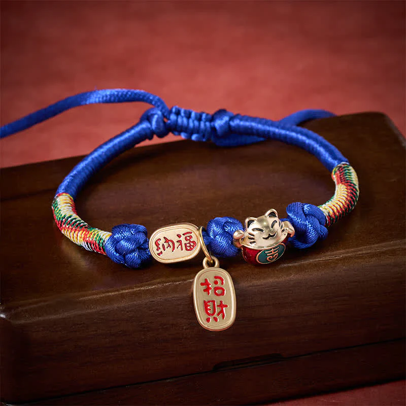 Buddha Stones Collare regolabile per gatti con cordino rosso intrecciato, simbolo di buon auspicio e protezione del carattere Fu. - Image 10