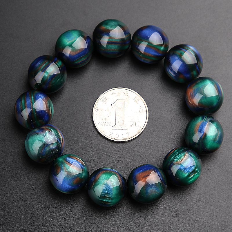 Buddha Stones Colorato Sea Willow Mala Braccialetto Anello Positivo - Image 6