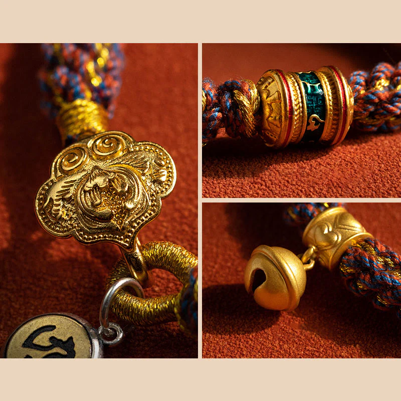 Buddha Stones con corda intrecciata in argento sterling 925 con ciondolo a forma di campana della fortuna, simbolo dello zodiaco cinese, Buddha natale Om Mani Padme Hum - Image 13