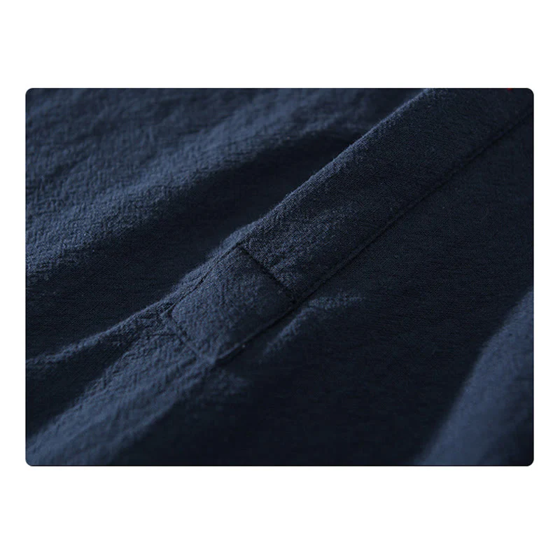 Camicia da uomo a maniche corte con mezza abbottonatura, tinta unita, con motivo Buddha Stones. Abbigliamento in cotone. - Image 5
