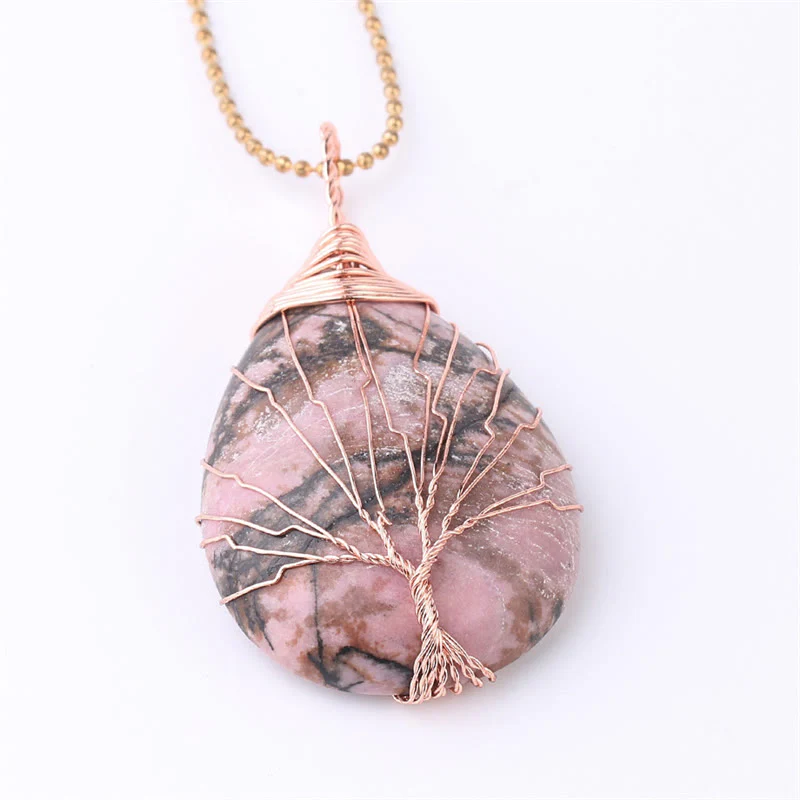 Buddha Stones Cristallo di quarzo naturale Albero della vita Collana con ciondolo energetico curativo - Image 15