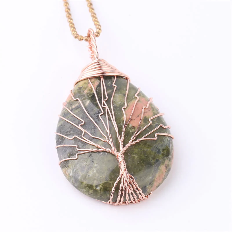 Buddha Stones Cristallo di quarzo naturale Albero della vita Collana con ciondolo energetico curativo - Image 18