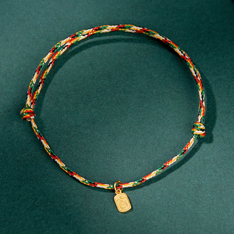 Buddha Stones di buon auspicio Fu carattere pace e gioia fortuna braccialetto multicolore fatto a mano per bambini e adulti - Image 3
