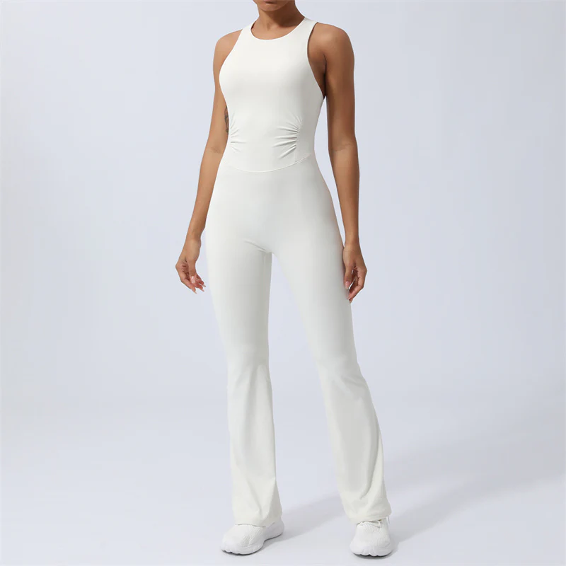 Buddha Stones Donna Allenamento Crisscross Senza Maniche Tuta Svasata Sport Fitness Yoga Bodysuit - Image 11