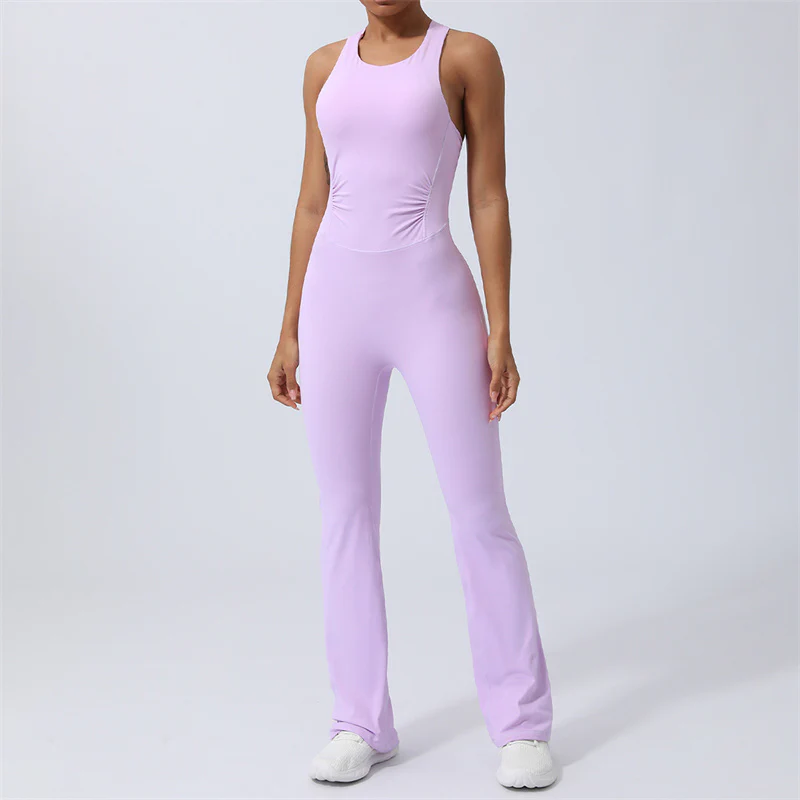 Buddha Stones Donna Allenamento Crisscross Senza Maniche Tuta Svasata Sport Fitness Yoga Bodysuit - Image 14