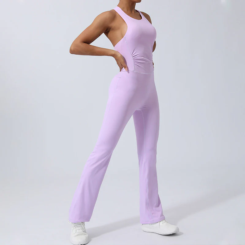 Buddha Stones Donna Allenamento Crisscross Senza Maniche Tuta Svasata Sport Fitness Yoga Bodysuit - Image 16