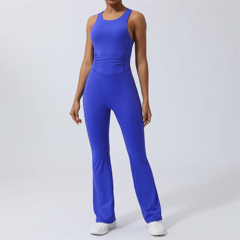 Buddha Stones Donna Allenamento Crisscross Senza Maniche Tuta Svasata Sport Fitness Yoga Bodysuit - Image 17