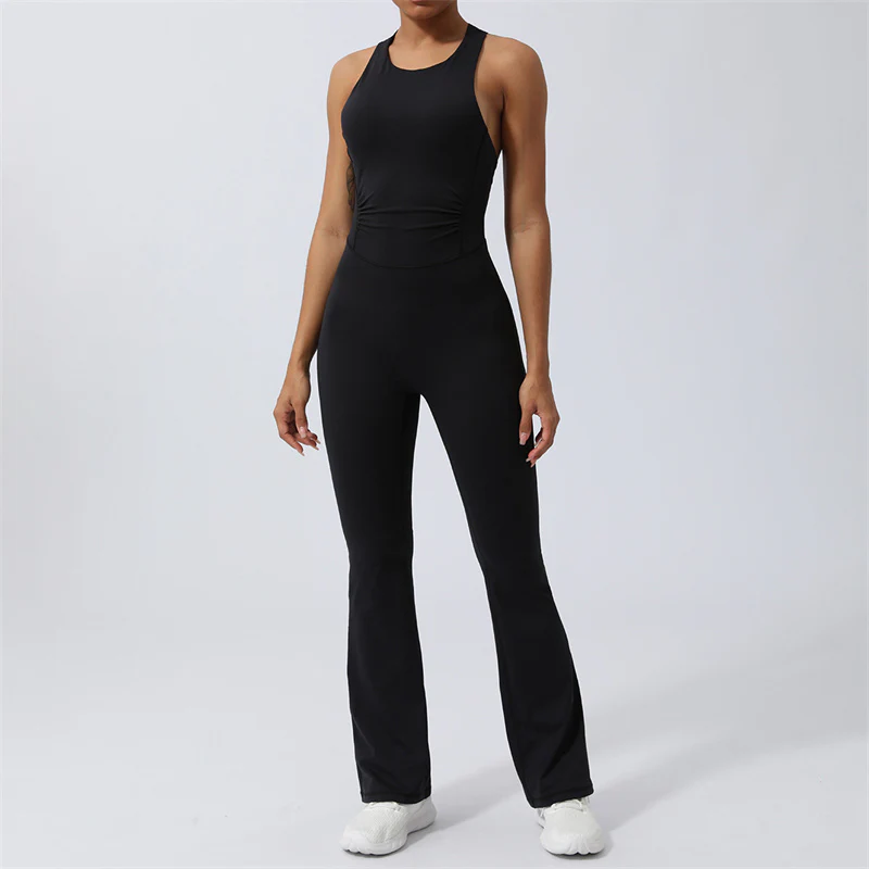 Buddha Stones Donna Allenamento Crisscross Senza Maniche Tuta Svasata Sport Fitness Yoga Bodysuit - Image 23