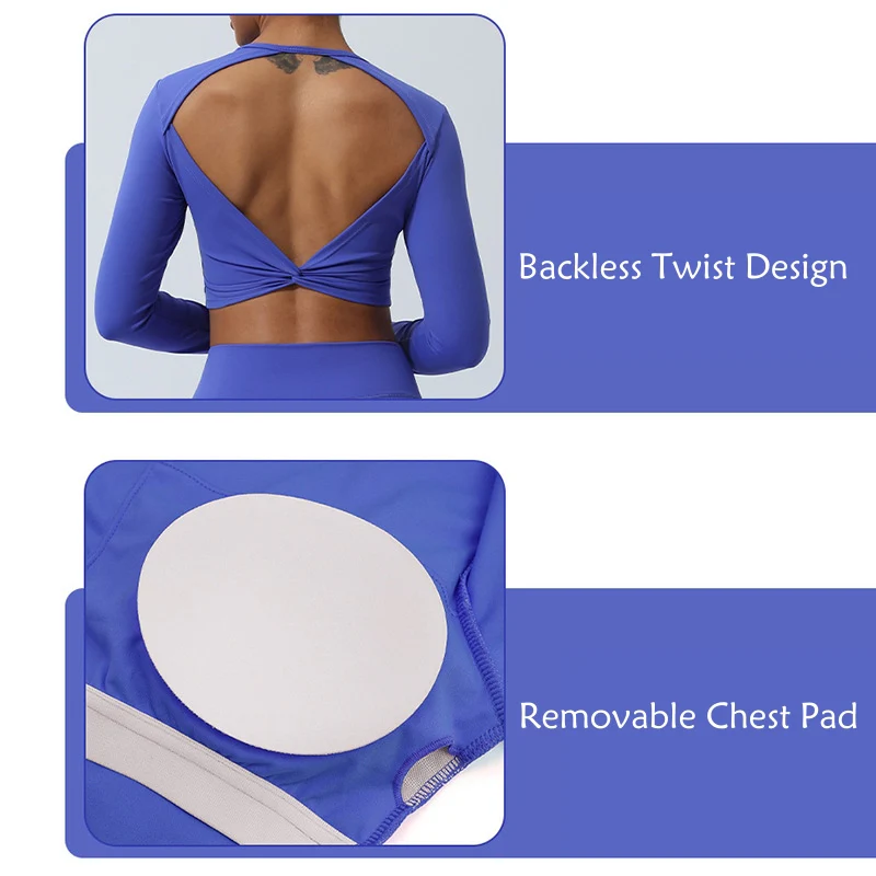 Buddha Stones Donna Allenamento Manica Lunga Crisscross Backless Top Tee Leggings Sport Fitness Yoga Outfit - Image 10