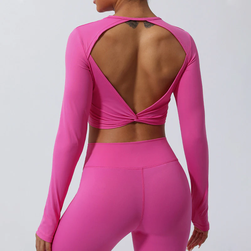 Buddha Stones Donna Allenamento Manica Lunga Crisscross Backless Top Tee Leggings Sport Fitness Yoga Outfit - Image 20