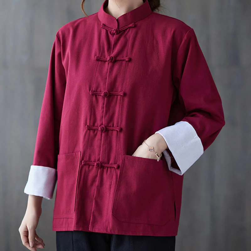 Buddha Stones Donna Camicia Manica Lunga con Bottoni a Rana Pantaloni Meditazione Cotone Lino Abbigliamento - Image 10