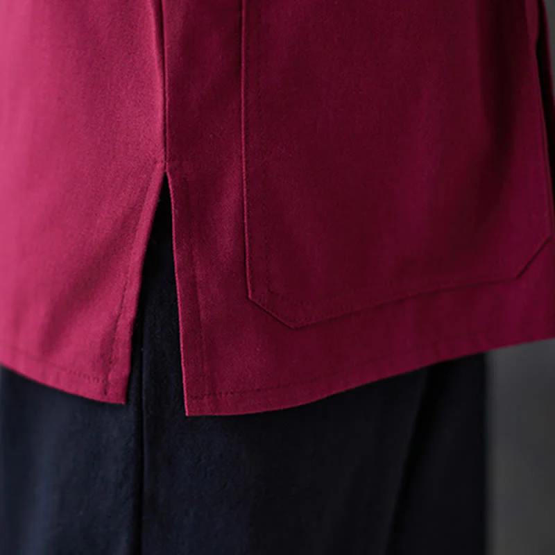 Buddha Stones Donna Camicia Manica Lunga con Bottoni a Rana Pantaloni Meditazione Cotone Lino Abbigliamento - Image 14