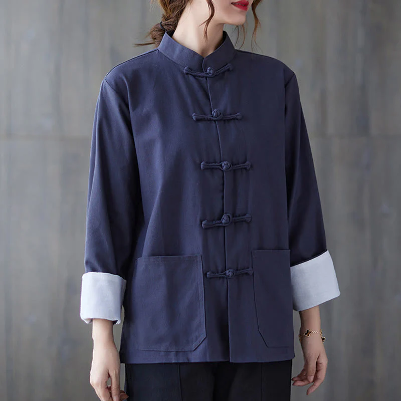 Buddha Stones Donna Camicia Manica Lunga con Bottoni a Rana Pantaloni Meditazione Cotone Lino Abbigliamento - Image 16