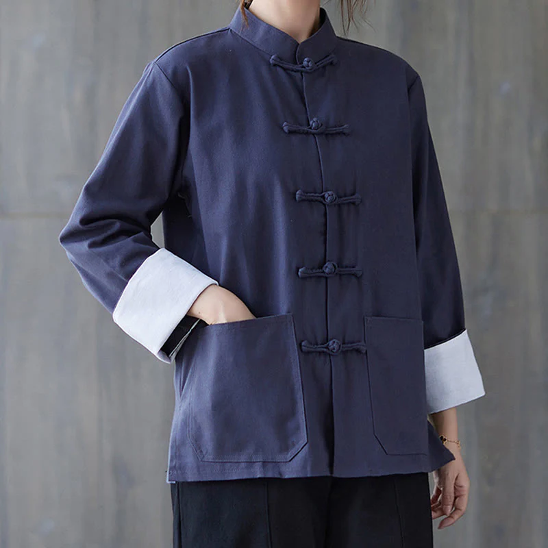 Buddha Stones Donna Camicia Manica Lunga con Bottoni a Rana Pantaloni Meditazione Cotone Lino Abbigliamento - Image 17