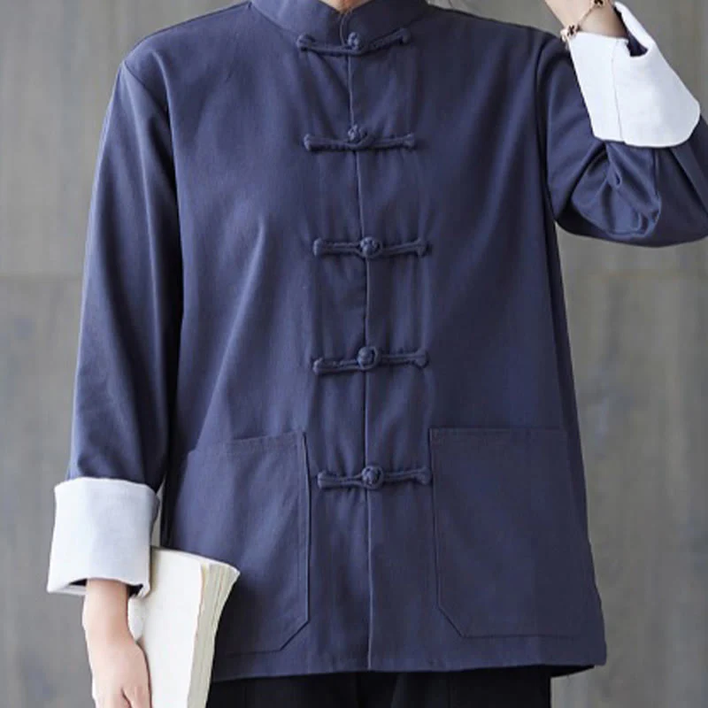 Buddha Stones Donna Camicia Manica Lunga con Bottoni a Rana Pantaloni Meditazione Cotone Lino Abbigliamento - Image 18