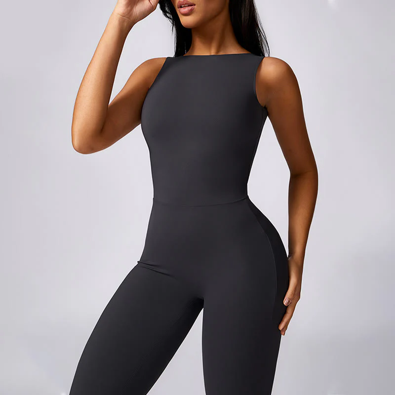 Buddha Stones Donna Casual Senza Maniche Tuta Pantaloni Svasati Sport Fitness Yoga Bodysuit - Image 20