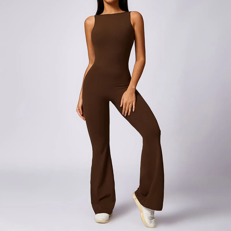 Buddha Stones Donna Casual Senza Maniche Tuta Pantaloni Svasati Sport Fitness Yoga Bodysuit - Image 21