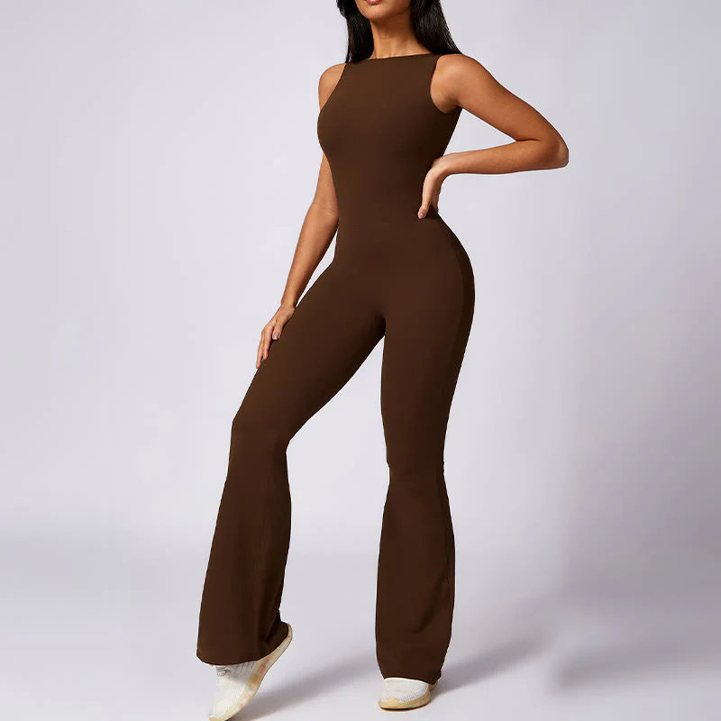 Buddha Stones Donna Casual Senza Maniche Tuta Pantaloni Svasati Sport Fitness Yoga Bodysuit - Image 22