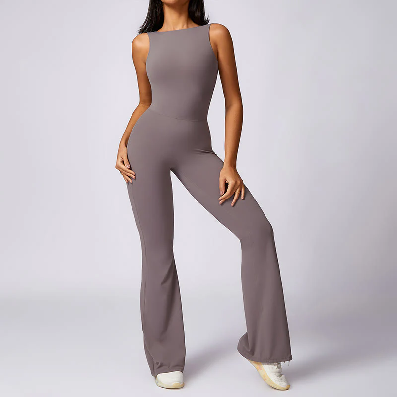 Buddha Stones Donna Casual Senza Maniche Tuta Pantaloni Svasati Sport Fitness Yoga Bodysuit - Image 3