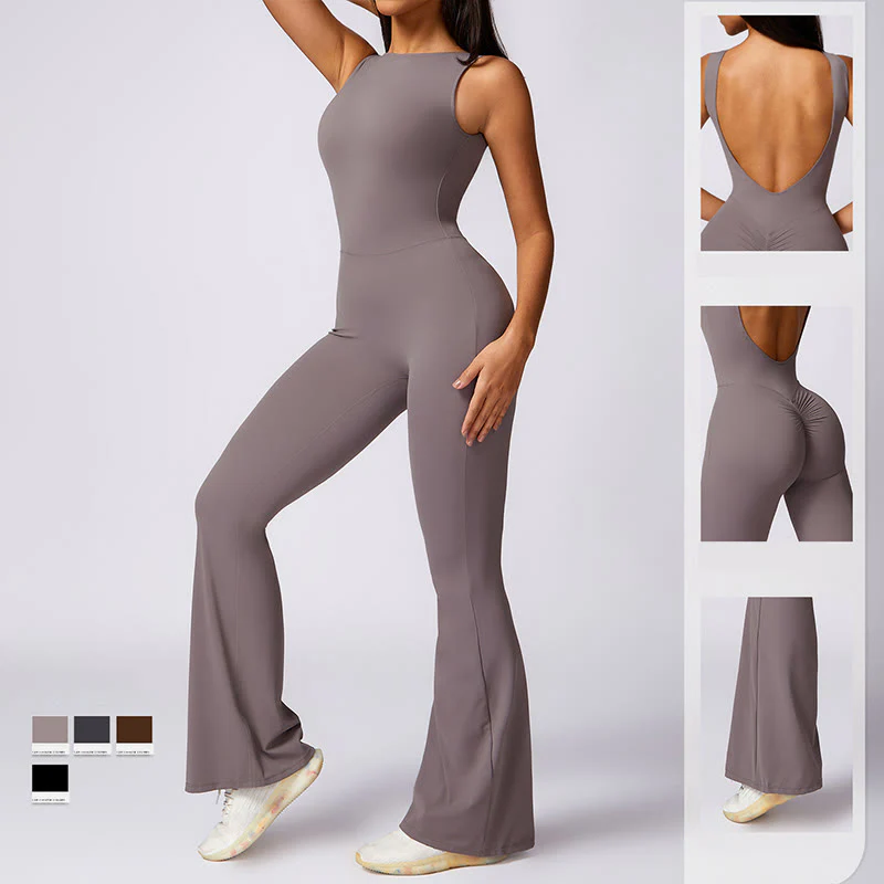 Buddha Stones Donna Casual Senza Maniche Tuta Pantaloni Svasati Sport Fitness Yoga Bodysuit - Image 6
