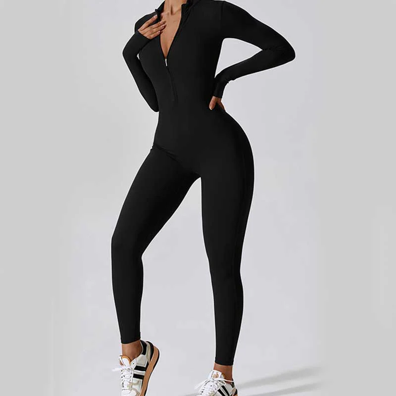 Buddha Stones Donna Cerniera Manica Lunga Shapewear Tuta Sportiva Fitness Yoga Body - Image 15