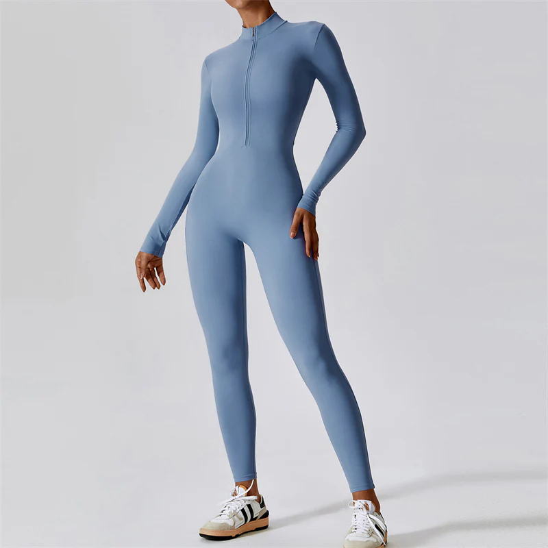 Buddha Stones Donna Cerniera Manica Lunga Shapewear Tuta Sportiva Fitness Yoga Body - Image 18