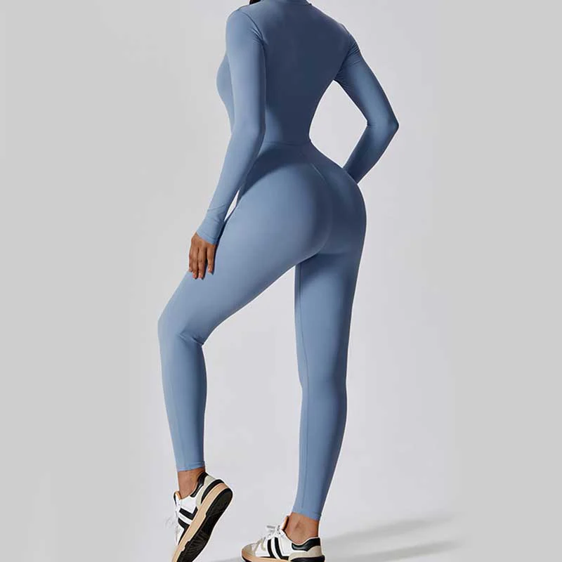 Buddha Stones Donna Cerniera Manica Lunga Shapewear Tuta Sportiva Fitness Yoga Body - Image 22
