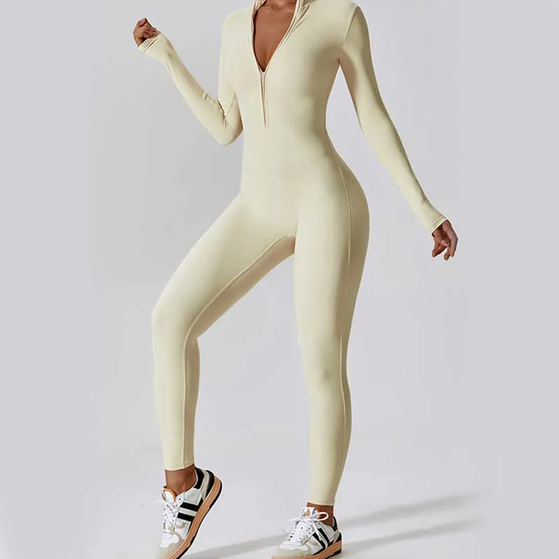 Buddha Stones Donna Cerniera Manica Lunga Shapewear Tuta Sportiva Fitness Yoga Body - Image 32