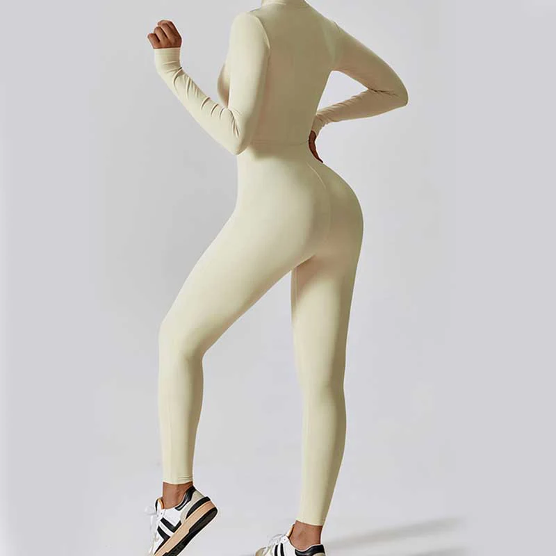 Buddha Stones Donna Cerniera Manica Lunga Shapewear Tuta Sportiva Fitness Yoga Body - Image 33