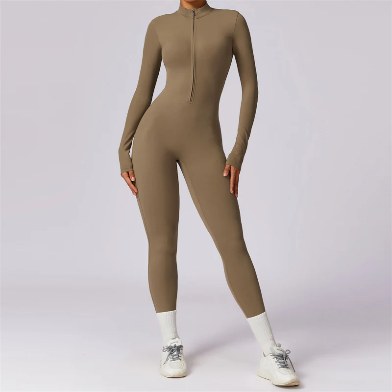 Buddha Stones Donna Cerniera Manica Lunga Shapewear Tuta Sportiva Fitness Yoga Body - Image 37