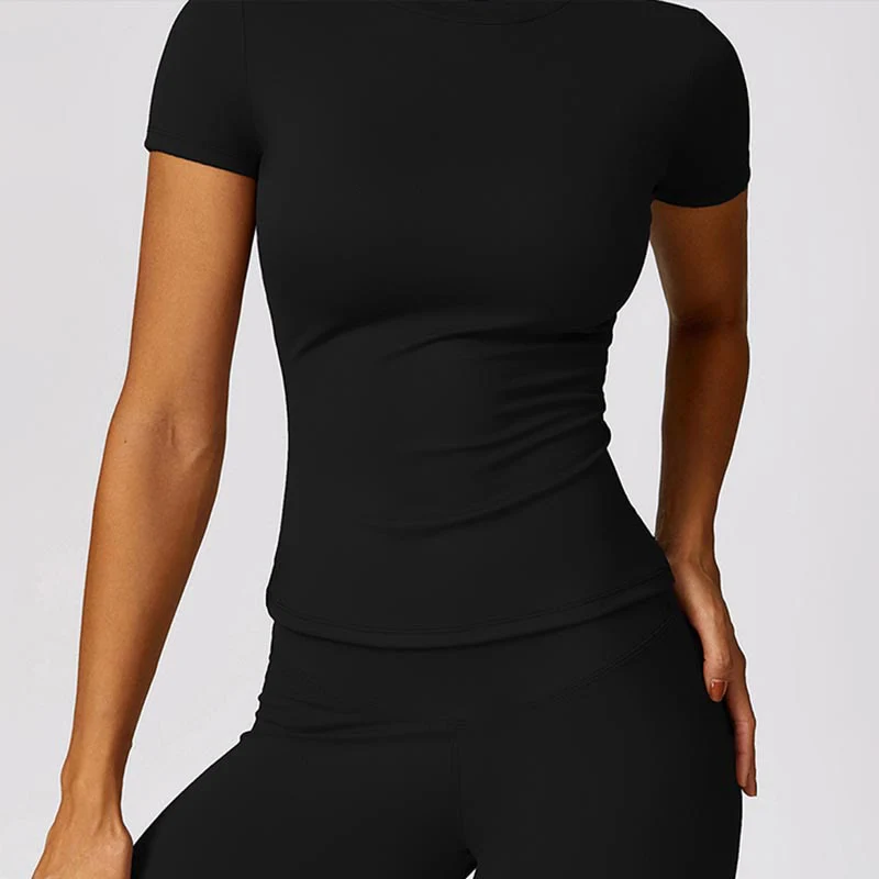 Buddha Stones Donna Manica Corta T-Shirt Top Vita Alta Leggings Pantaloni Per Sport Yoga - Image 3