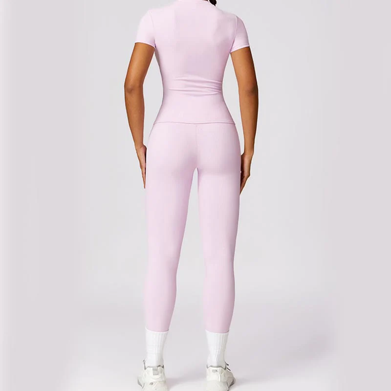 Buddha Stones Donna Manica Corta T-Shirt Top Vita Alta Leggings Pantaloni Per Sport Yoga - Image 66