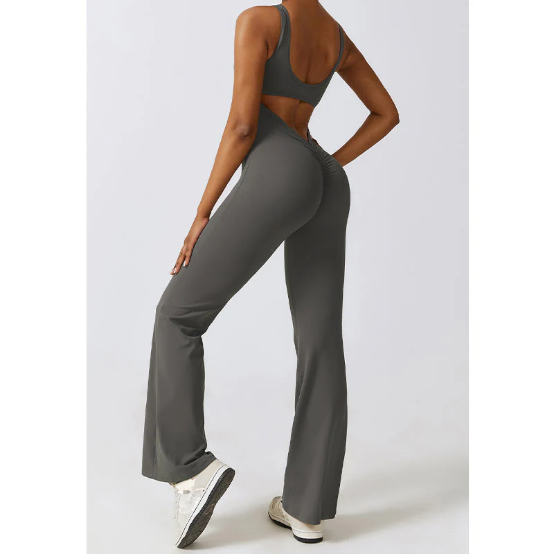 Buddha Stones Donna Tuta Senza Maniche Pantaloni Svasati Sport Fitness Yoga Bodysuit - Image 10