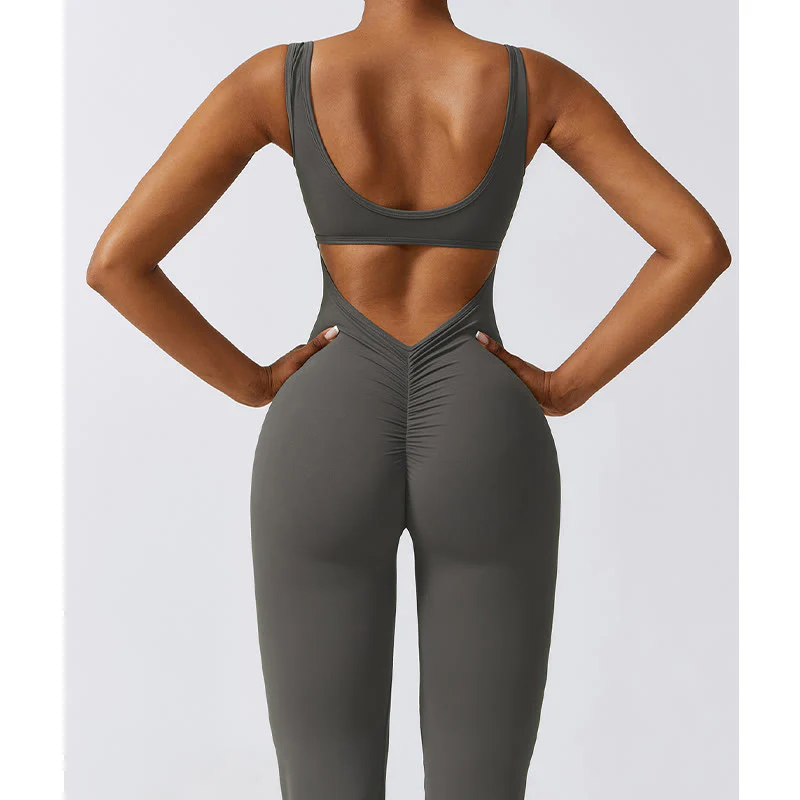 Buddha Stones Donna Tuta Senza Maniche Pantaloni Svasati Sport Fitness Yoga Bodysuit - Image 12