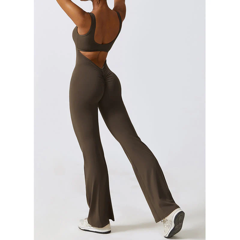 Buddha Stones Donna Tuta Senza Maniche Pantaloni Svasati Sport Fitness Yoga Bodysuit - Image 14