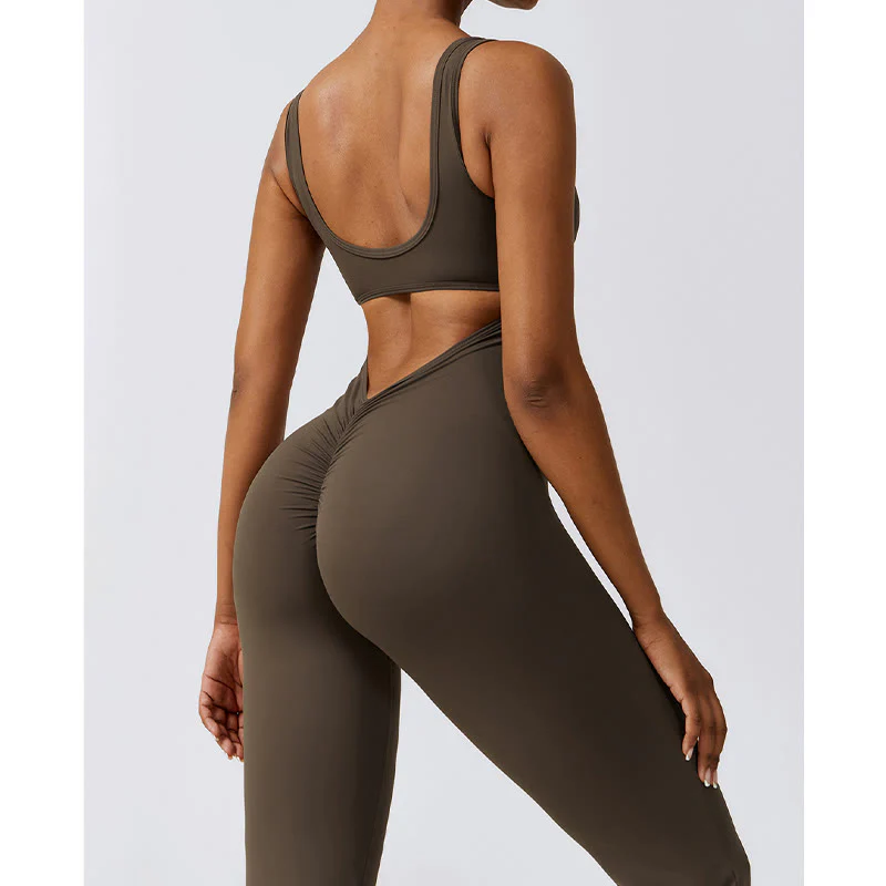 Buddha Stones Donna Tuta Senza Maniche Pantaloni Svasati Sport Fitness Yoga Bodysuit - Image 19