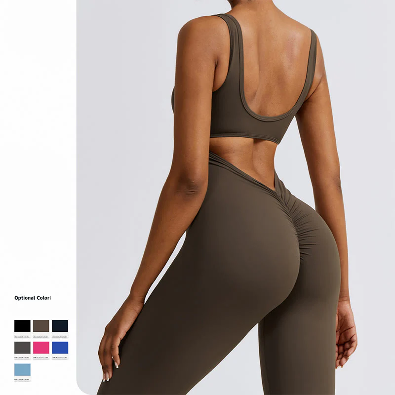 Buddha Stones Donna Tuta Senza Maniche Pantaloni Svasati Sport Fitness Yoga Bodysuit - Image 20