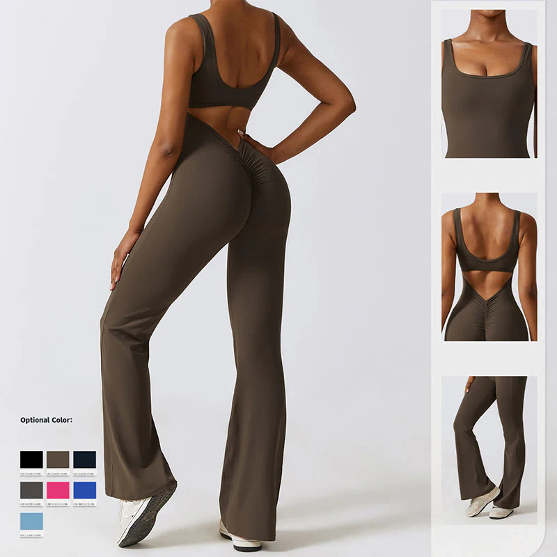 Buddha Stones Donna Tuta Senza Maniche Pantaloni Svasati Sport Fitness Yoga Bodysuit - Image 21