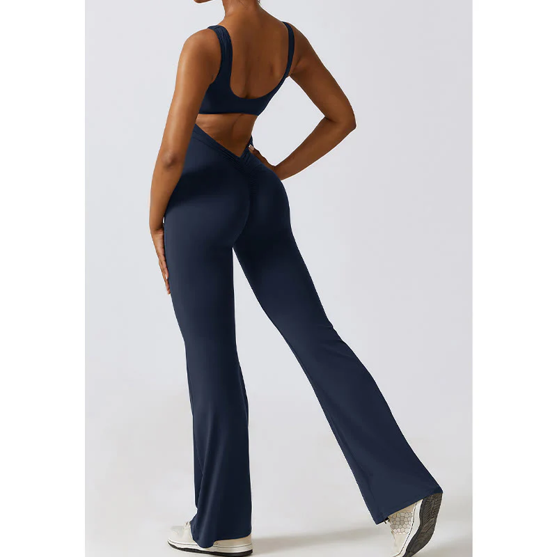 Buddha Stones Donna Tuta Senza Maniche Pantaloni Svasati Sport Fitness Yoga Bodysuit - Image 23