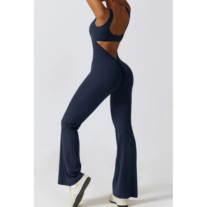 Buddha Stones Donna Tuta Senza Maniche Pantaloni Svasati Sport Fitness Yoga Bodysuit - Image 25