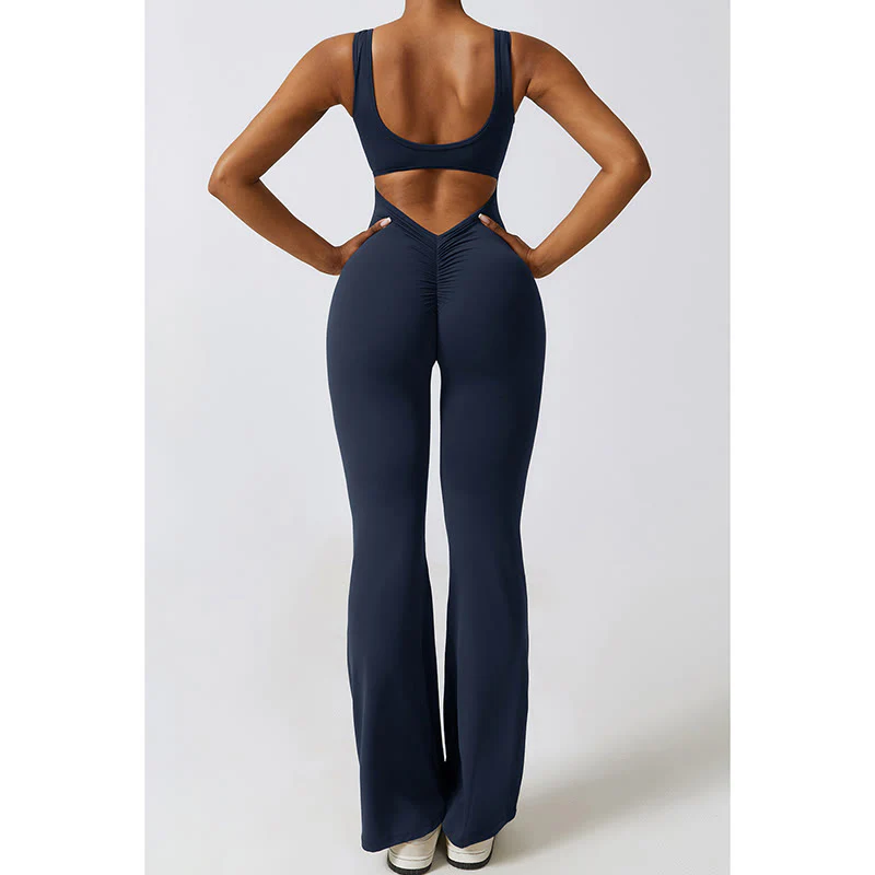 Buddha Stones Donna Tuta Senza Maniche Pantaloni Svasati Sport Fitness Yoga Bodysuit - Image 26