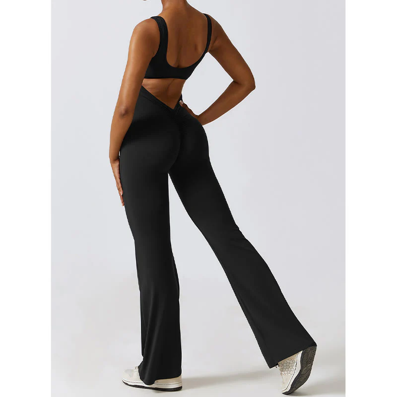 Buddha Stones Donna Tuta Senza Maniche Pantaloni Svasati Sport Fitness Yoga Bodysuit - Image 4