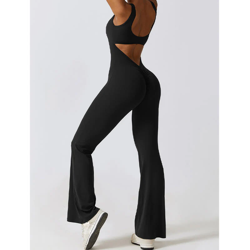 Buddha Stones Donna Tuta Senza Maniche Pantaloni Svasati Sport Fitness Yoga Bodysuit - Image 5