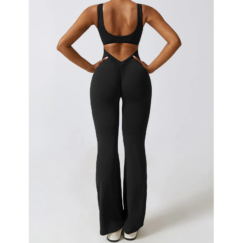 Buddha Stones Donna Tuta Senza Maniche Pantaloni Svasati Sport Fitness Yoga Bodysuit - Image 6