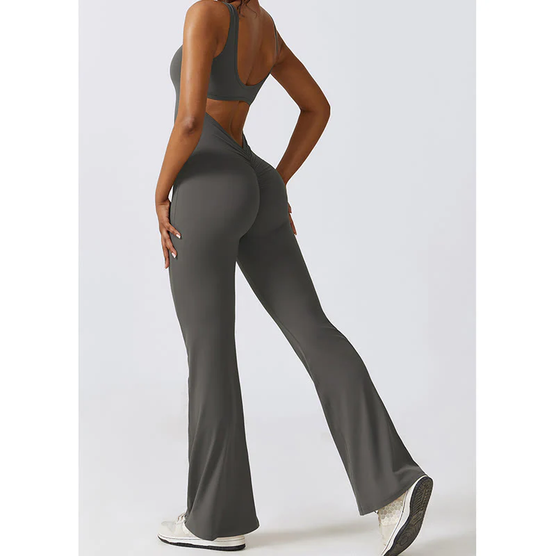 Buddha Stones Donna Tuta Senza Maniche Pantaloni Svasati Sport Fitness Yoga Bodysuit - Image 8
